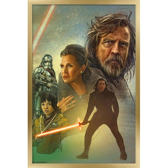 Star Wars: The Last Jedi - Celebration Mural Wall Poster, 14.725" x 22.375", Framed