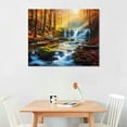 thumbnail image 2 of ARISTURING Autumn Waterfall Large Stretched Canvas Wall Art For Living Room Bedroom Home Decoration,Mordern Forest River Print Picture Painting Decor Giclee Artwork,Gallery Wrapped Gift,20x16 inch, 2 of 4
