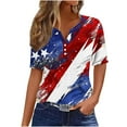thumbnail image 2 of Qetyuw Women's Independence Day Shirts Summer Patriotic American Flag Print Tshirts Tunic Short Sleeve Tees Comfortable V Neck Buttons Blouses Tops Blouses for Women Dressy Casual, 2 of 5
