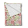 thumbnail image 2 of Floral Soft Flannel Fleece Throw Blanket, Romantic Soft Pastel Pink Roses and Green Flowers with Perching Birds on Petals, Cozy Plush for Indoor and Outdoor Use, 50" x 60", Multicolor, by Ambesonne, 2 of 5