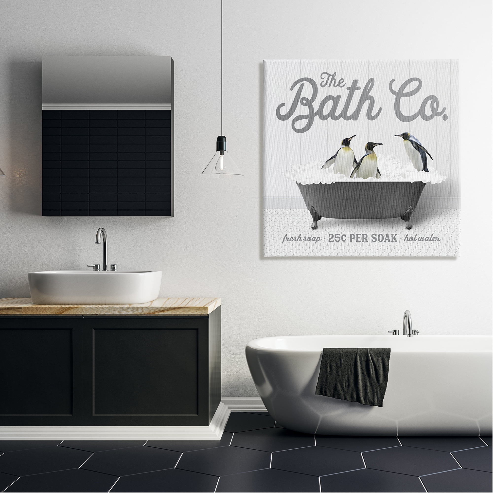 Stupell Industries Bubble Bath Penguins Animals & Insects Painting Gallery Wrapped Canvas Print Wall Art, 36 x 36