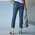 thumbnail image 4 of Women's Ripped Skinny Jeans - Solid Color Denim Pants with Distressed Holes, Stretchy and Versatile for Daily Wear, 4 of 8