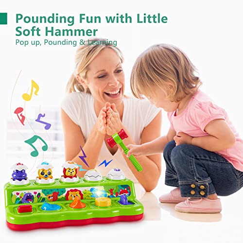 1 Year Old Toys for Boys Girls Birthday Gift,Cause and Effect Animal Pop Up Toy with Music and Light for Toddlers 1-3,Preschool Learning Educational Toys Easter Gifts for babies 6-12 months