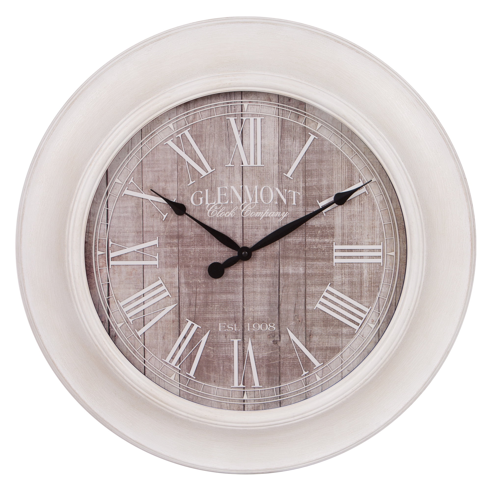 Patton Wall Décor 24" Whitewash and Gray Woodgrain Wall Clock