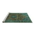 thumbnail image 2 of Ahgly Company Machine Washable Indoor Rectangle Medallion Turquoise Blue Traditional Area Rugs, 7' x 9', 2 of 4