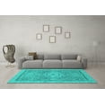 thumbnail image 3 of Ahgly Company Machine Washable Indoor Rectangle Abstract Turquoise Blue Modern Area Rugs, 4' x 6', 3 of 4