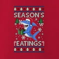 thumbnail image 3 of Wild Bobby Season's Eatings Shark Christmas Sweater | Holiday Unisex Boys Girls Crewneck Graphic Sweatshirt, 3 of 5