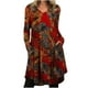 thumbnail image 1 of Vestido HUOGUO para mujer, cuello en O, manga larga, estampado floral, 1 of 5