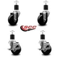 thumbnail image 2 of 3.5 Inch Phenolic Wheel Swivel 1-7/8 Inch Expand Stem Caster Set 2 Brakes SCC, 2 of 2