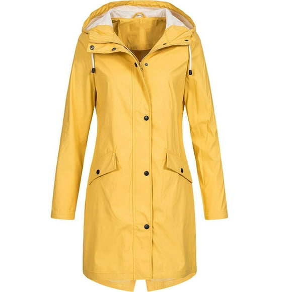 outfmvch hoodies for women rain jacket outdoor hoodie waterproof long coat overcoat windproof womens tops yellow