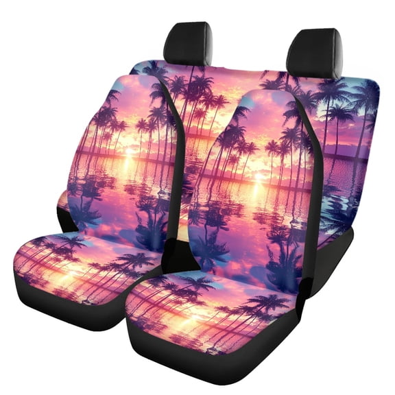 Pzuqiu Tropical Palm Sunset Car Seat Covers Light, Suitable for Vans Seats Automotive Seats SUV Seats, Car Seat Covers Full Set for Most Sedans Truck