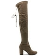 thumbnail image 5 of Ollio Women's Shoes Drawstring Stretch Faux Suede Over The Knee Stacked Heel Long Boots TWB06, 5 of 5