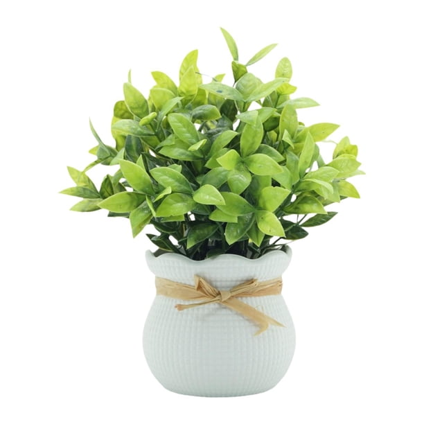 Pequeñas plantas artificiales, bonsáis artificiales, decoración de mesa, centro de mesa, Blanco