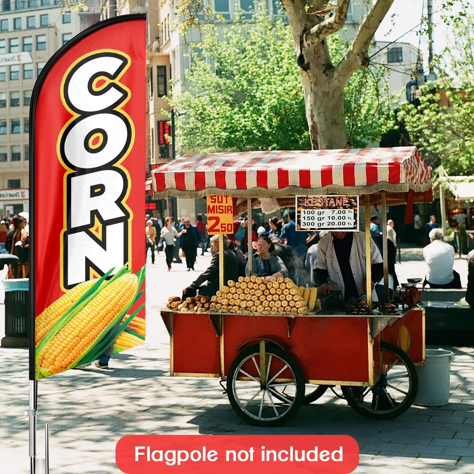 Corn Sign Feather Flag,8FT Corn  Outdoor Advertising Flag, Corn  Business Sign,Corn  Swooper Flag（FLAG ONLY）