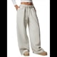 thumbnail image 3 of Pantalones Deportivos de Pierna para Mujer, Cintura Alta, Holgados, con Cordón Interior y Pierna Recta. Gris S, 3 of 10