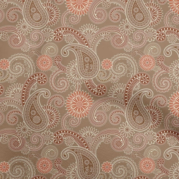 oneOone Rayon Light Brown Fabric Paisleys Sewing Fabric By The Yard Printed Diy Clothing Sewing Supplies 56 Inch Wide-FW