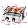 thumbnail image 2 of Portable Smokeless Gas BBQ Grill, Stainless Steel Tabletop Outdoor Barbecue Smoker BBQ Kabab Grill with 2 Burners for Camping Picnics, 2 of 11