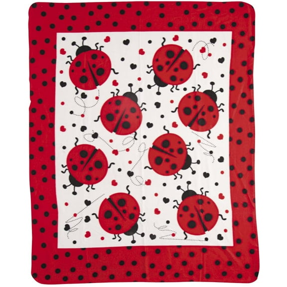 Weber's Wonders Ladybug Fleece Throw Bed Blanket Soft Cozy for Children