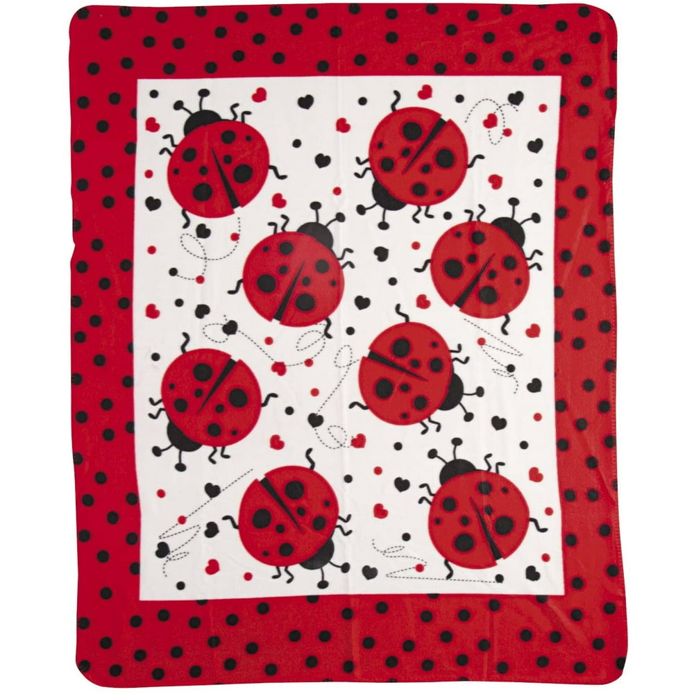 Ladybug Fleece Throw Blanket Soft Cozy Bed Blanket for Children