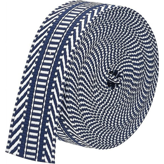 5 Yards Polyester Jacquard Webbing 1-1/2 inch Stripe Pattern Strap Sewing Webbing Woven Ribbon for Clothing Accessories Strap Midnight Blue