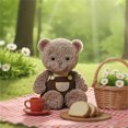thumbnail image 6 of Cute Bear Plush Toy in Overalls Dungaree Outfit, Soft Collectible Stuffed Animal Doll, Vintage Style Decor for Nursery Shelf, Easter Baby Shower Birthday Gift, 6 of 8