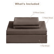 Jessy Home Bed Sheets Set 4 Piece Queen / Full Sheet Set بني رمادي Cotton Blend Fitted Sheet، Flat Sheet & 2 Pillowcases Bedding Set