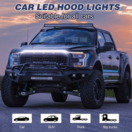 Multicolor LED Hood Light Strip, App/Remote Control with Engine Scan for Car Grille Decoration. Perfect Gift For 2026.