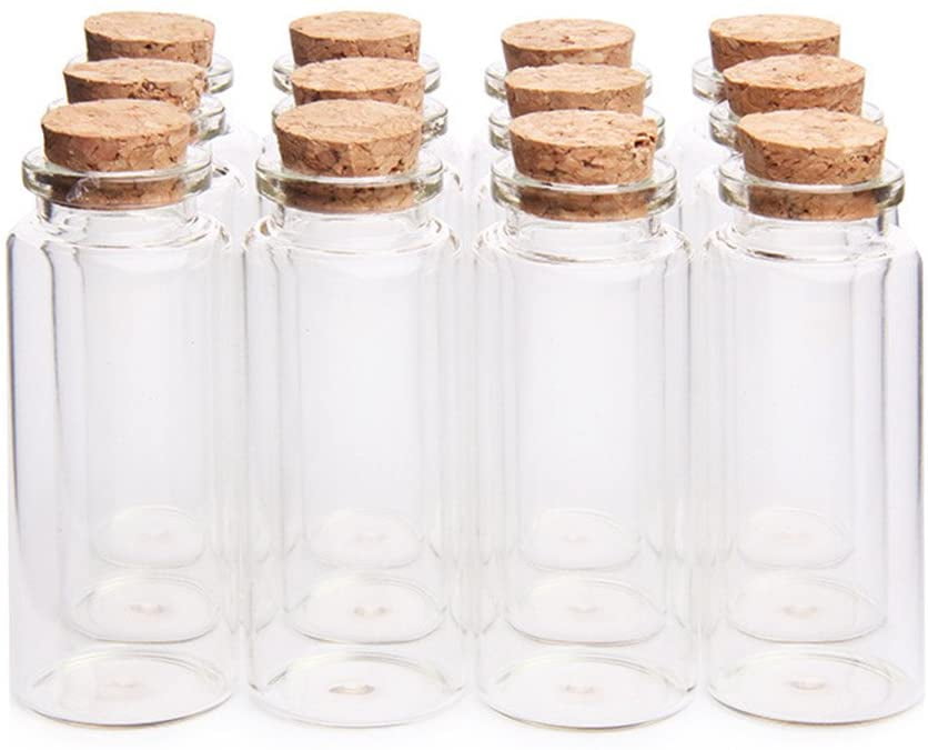 5pc 8ml clear Glass Bottles with CORKS  Jars Small  wishing BOTTLE for Decorate