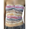 thumbnail image 1 of Faithtur Femmes Dentelle Tube Tops, Bustier 3D Rosette avant Contraste Couleur Maille Bandeau Tops, 1 of 5