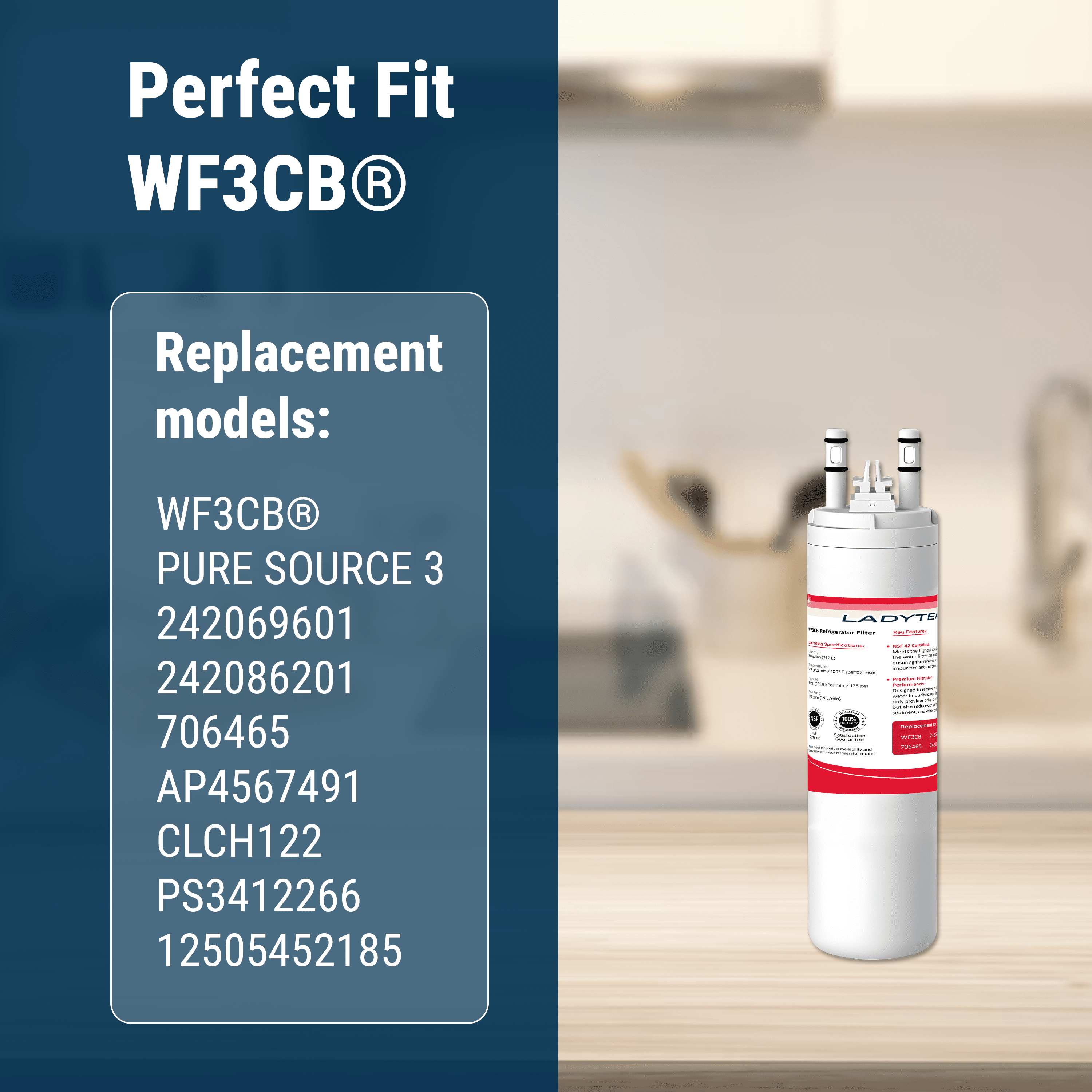 Filter Relacement Compatible With Frigidaire WF3CB, Pure Source 3, WF425, 706465, 242069601, 242086201, 242017800, Height 9 inches (3 Pack)