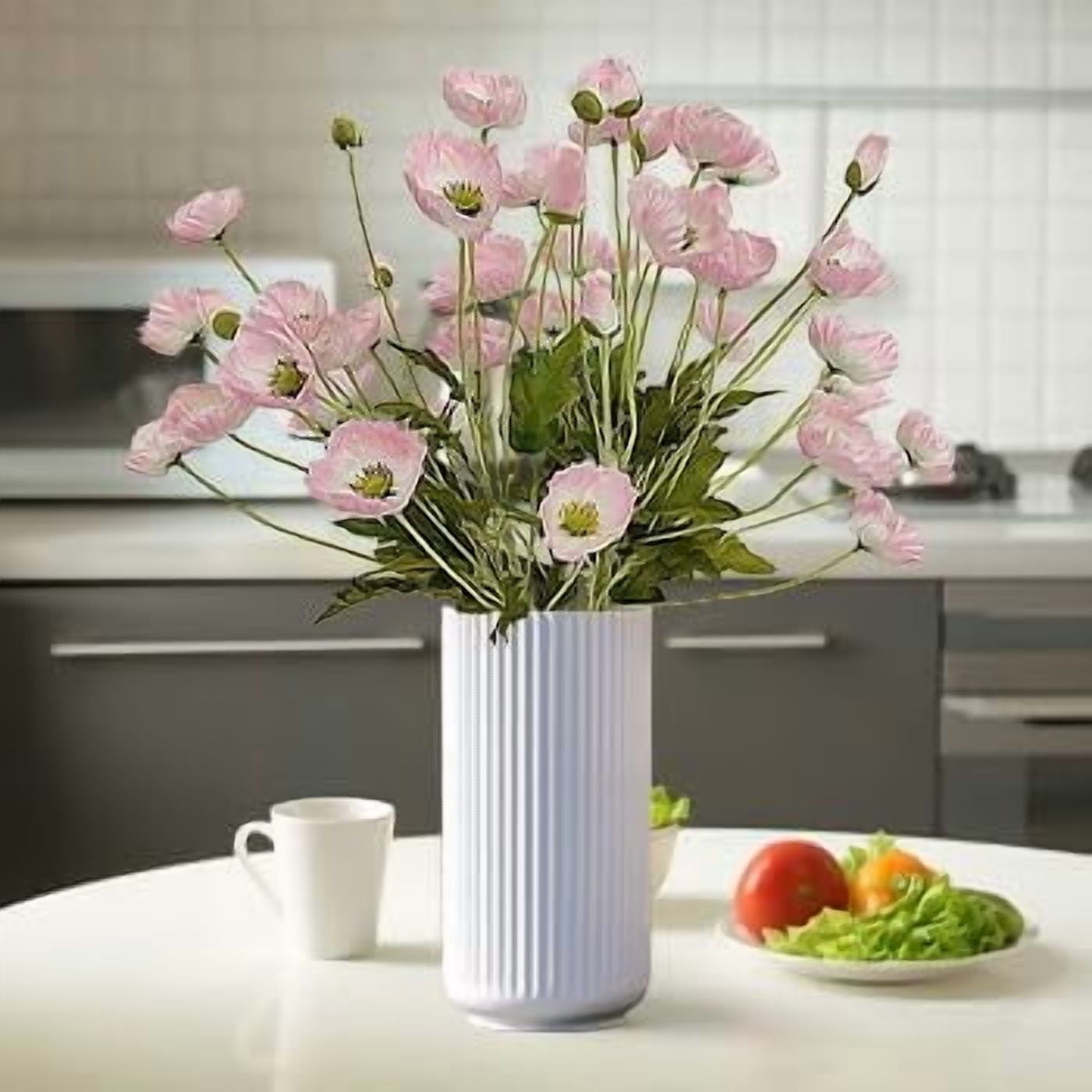 Pink Poppy Flowers Artificial for Wedding Decorations,12 Pcs Fake Faux Silk Poppies Bulk for Home Decor Table Centerpieces Floral Arrangement(23.5‘’, Pink)