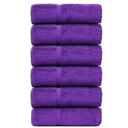 Luxury Hotel & Spa Towel Turkish Cotton Hand Towels - Eggplant - Dobby Border - Set of