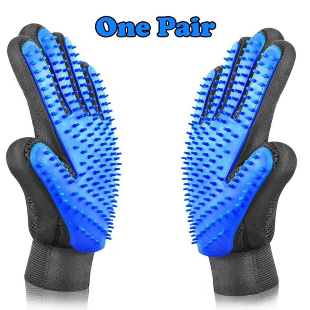 Pet Grooming Glove Gentle Deshedding Brush Glove Efficient Pet Hair Remover Mitt Enhanced Five Finger Design Perfect for Dog Cat with Long Short Fur 1 Pair Walmart