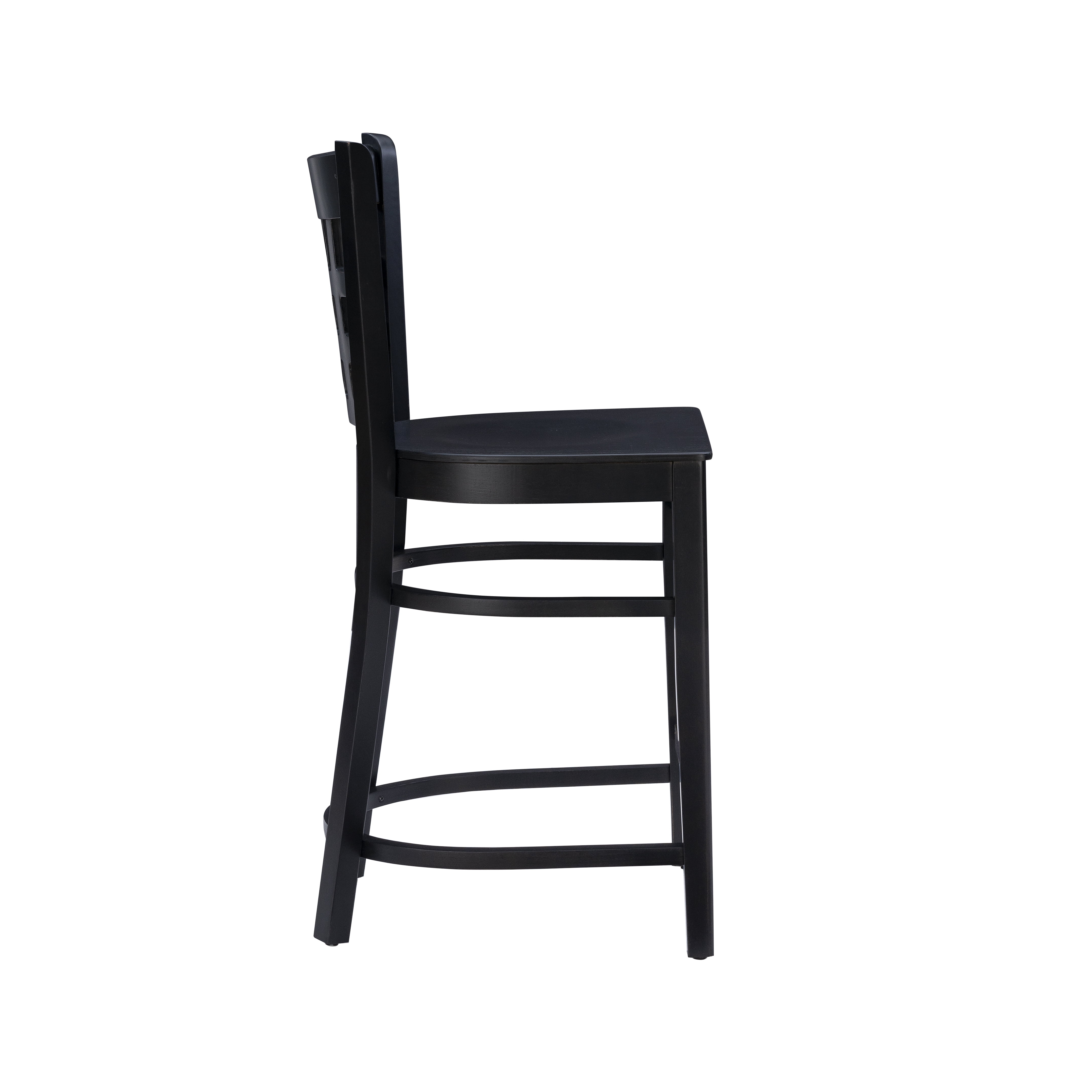Linon Neville 24" Wood Counter Stool Set, Black Finish, Indoor Use, Set of 2