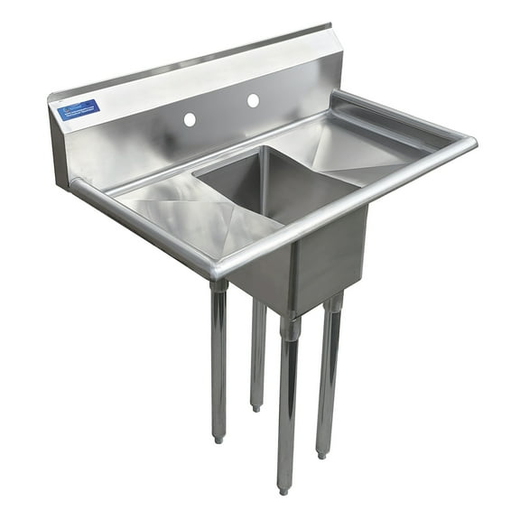 10″ x 14″ x 10″ with 12″ Left and Right Drainboards One Compartment Stainless Steel Commercial Kitchen Prep & Utility Sink