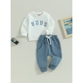 thumbnail image 3 of Bagilaanoe 2PCS Toddler Baby Boy Long Pants Set Letter Print Long Sleeve Sweatshirt Pullover Tops + Drawstring Sweatpants 6M 12M 18M 24M 3T Kids Casual Sweatsuits, 3 of 8