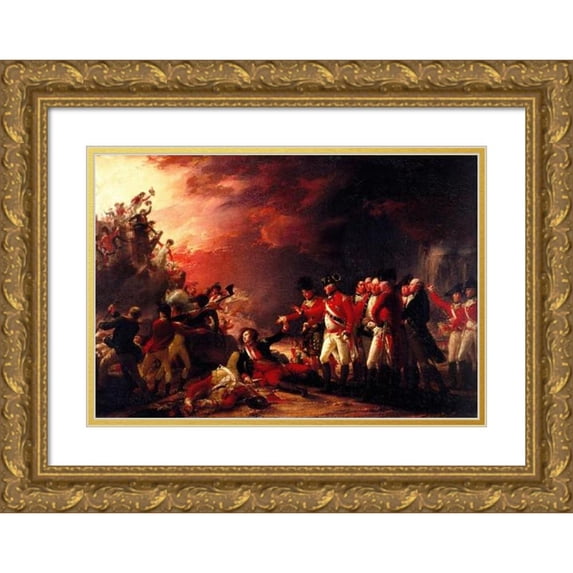 John Trumbull 24x17 Gold Ornate Framed and Double Matted Museum Art Print Titled - The Sortie Made by the Garrison of Gilbraltar (1788)