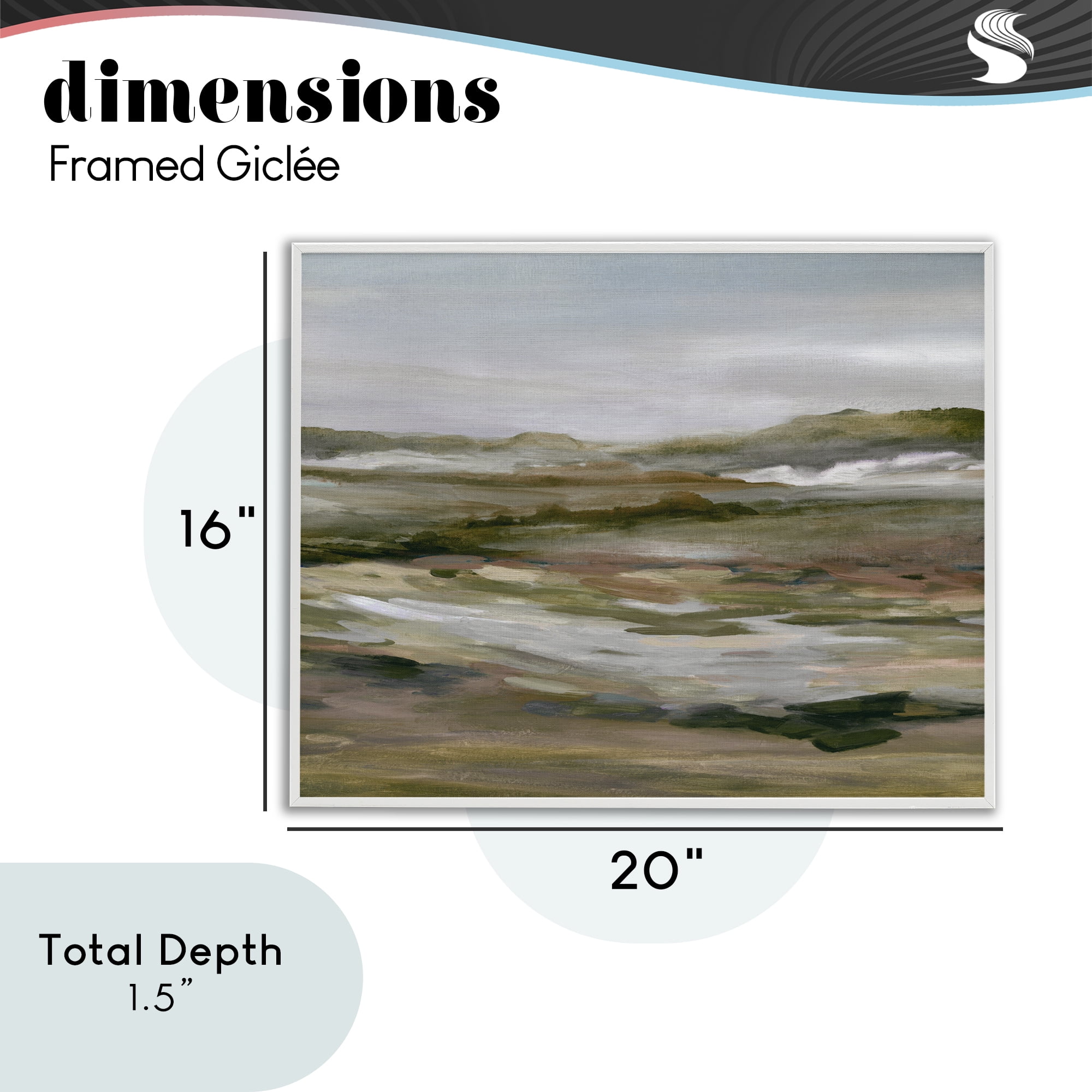 Stupell Industries Natural Meadow Abstract Horizon White Framed Giclee Art, design by Carol Robinson