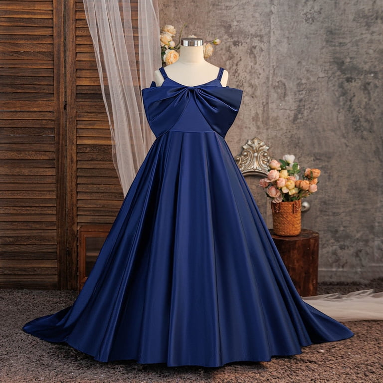 childrens designer bridesmaid dresses Hayimi Child Elegant Girls Party Dress With Satin Bodice Summer Sleeveless Bow Detail Off The Shoulder Lightweight Wedding Style Tween Comfort Color:Canyon Sunset