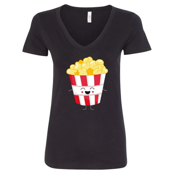 Inktastic Cute Kawaii Popcorn Women's V-Neck T-Shirt