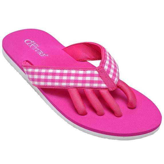 PEDI COUTURE NEW Women's Gingham Pedicure Spa Toe Separator Sandal Flip Flops