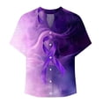 thumbnail image 5 of JTZGDY Pink Ribbon Shirts for Women Loose Lightweight Casual Cotton Linen Breast Cancer Awareness Tshirts Short Sleeve Button Down V Neck Graphic Tee Shirt Tops Pink#10 M, 5 of 5