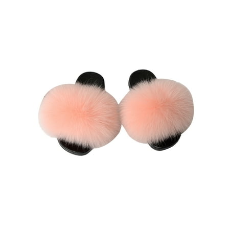 

Audeban Girls Fluffy Soft Plush Slippers Open Toe Slides Flats Shoes
