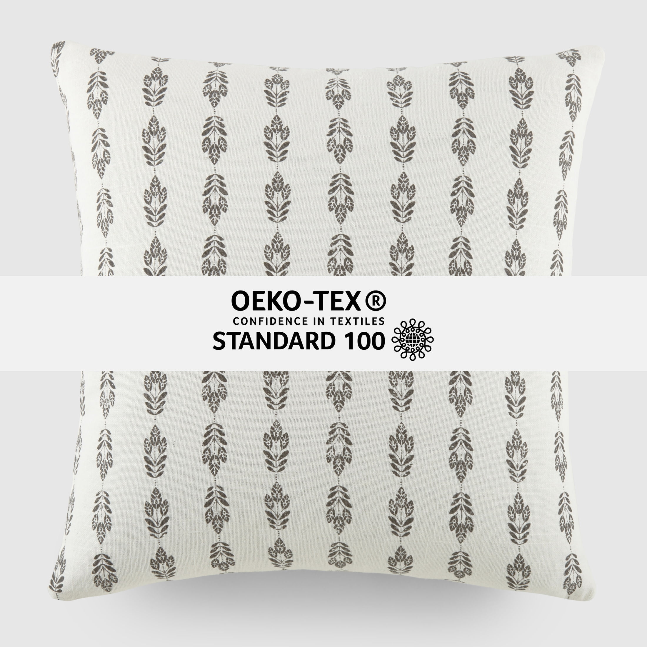 Noble Linens Elegant Cotton Decor Throw Pillow in Folk Leaves Pattern