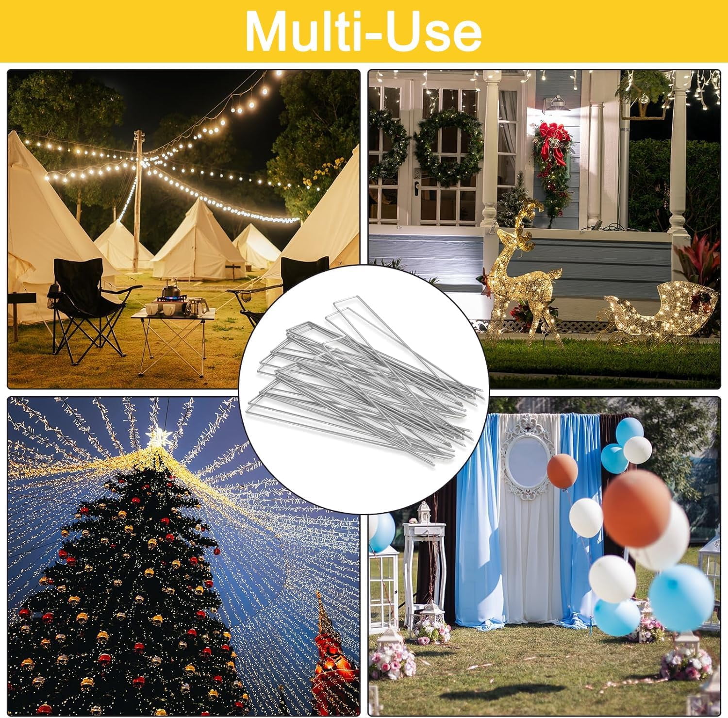 Landscape Staples, Garden Stakes Galvanized Tent Stakes Heavy Duty SOD Landscaping Fabric Pins for Plant Cover, Turf, Fence
