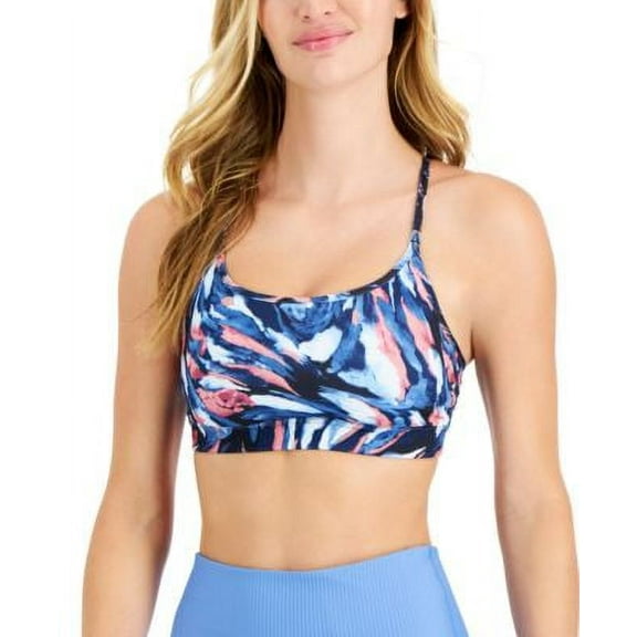 Id Ideology Women's Painterly Waves Low-Impact Sports Bra Blue Size Large