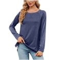 thumbnail image 1 of Timegard Hauts pour Femmes à Rayures Col Rond Manches Longues T-Shirts Basiques Automne Décontractés Amples Confortables, 1 of 5