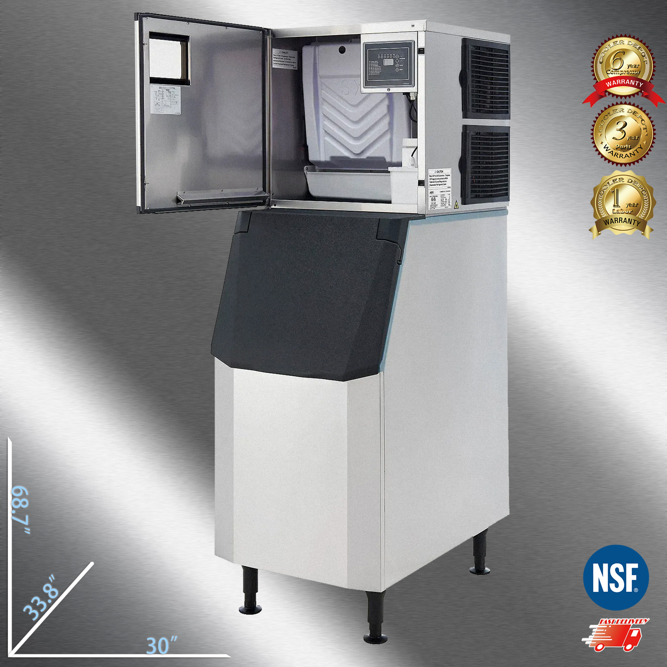 Cooler Depot 700 lb Commercial Half Cube Ice Maker Machine for Milk Tea & Coffee, Model SK-729