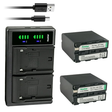 Kastar NP-F990 Battery 2-Pack and LTD2 USB Charger Compatible with Sony DCR-TRV720 DCR-TRV735 DCR-TRV820 DCR-TRV9 DCR-TRV900 DCR-TV900 DCR-VX2001 DCR-VX2100 DCR-VX2100E DCR-VX700 DCR-VX9 Camcorder