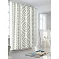 thumbnail image 3 of Fsddascl Boho Sage Green Geometric Shower Curtain Set - Long 72" x 84" Washable Bathtub Curtain with 12 Hooks, Vintage Southwestern Stripes Waterproof Fabric Stall Shower Curtains for Bathroom, 3 of 6